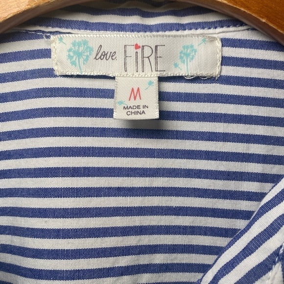 Womens Blue and White Striped Button Up Collared Dress Size Medium NWOT - Picture 6 of 13